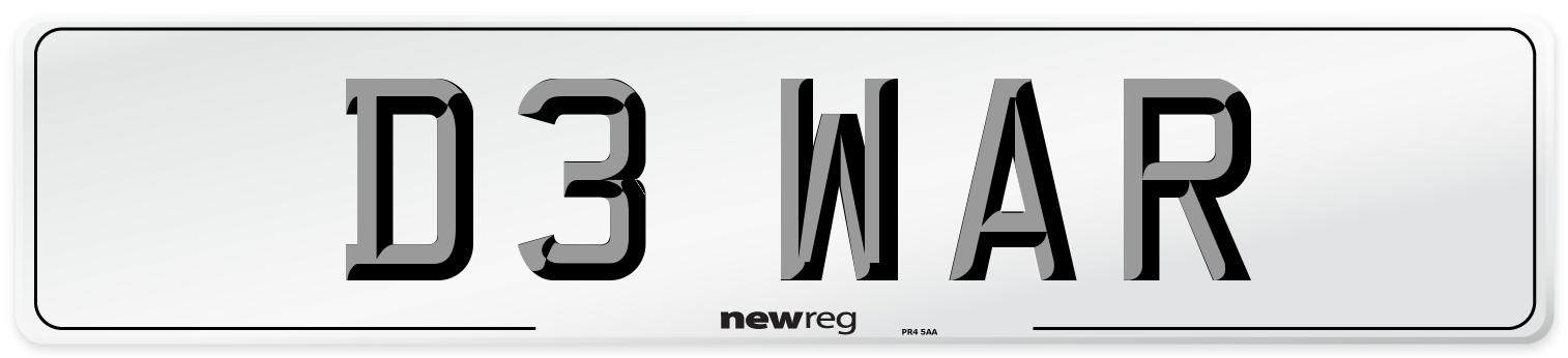 D3 WAR Number Plate from New Reg